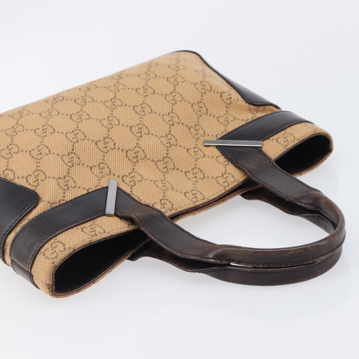 GUCCI GG Canvas Hand Bag Beige Silver 73984 Auth 204400