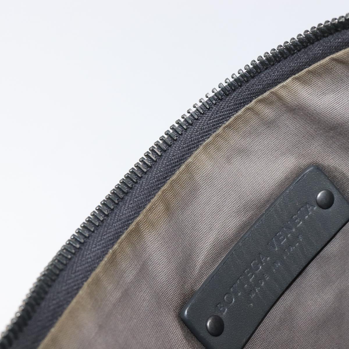 BOTTEGA VENETA INTRECCIATO Clutch Bag Leather Gray Auth 204402