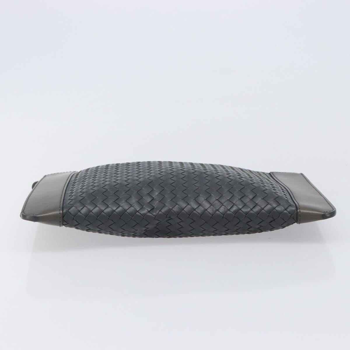 BOTTEGA VENETA INTRECCIATO Clutch Bag Leather Gray Auth 204402