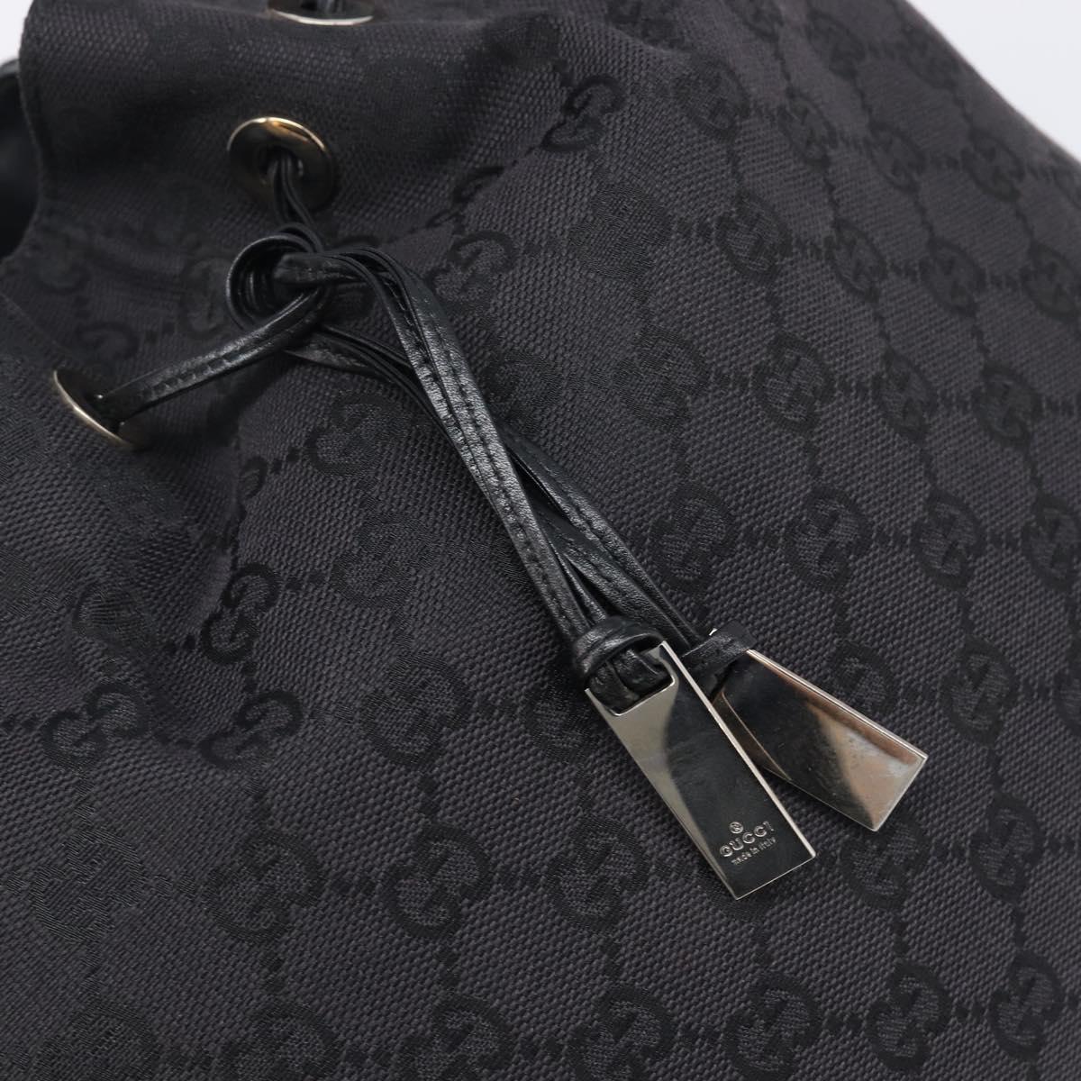 GUCCI GG Canvas Bamboo Hand Bag Black Silver 001 4033 Auth 204403A