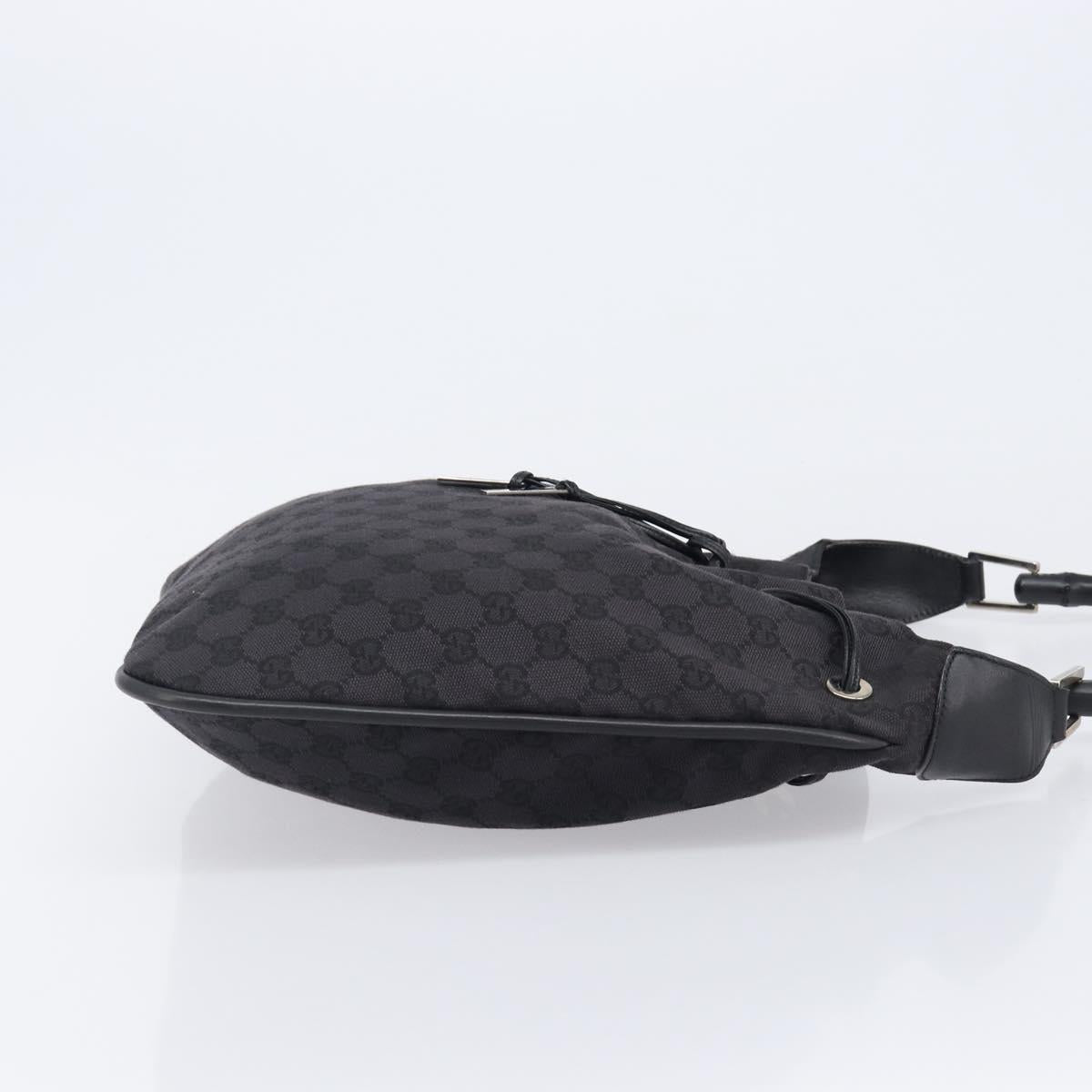 GUCCI GG Canvas Bamboo Hand Bag Black Silver 001 4033 Auth 204403A