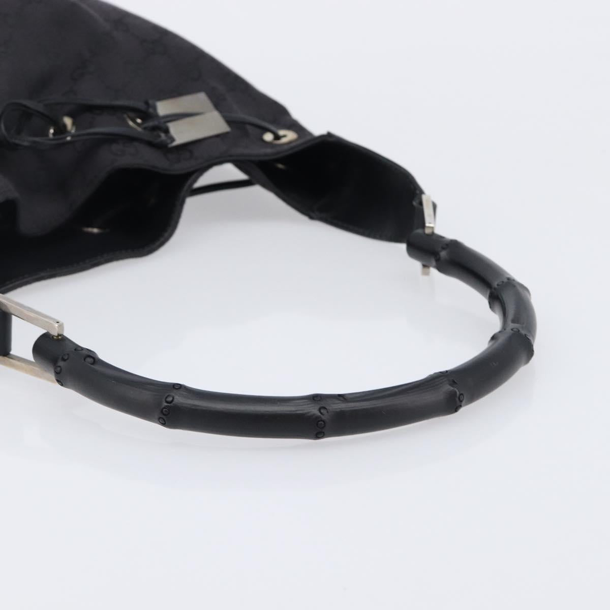 GUCCI GG Canvas Bamboo Hand Bag Black Silver 001 4033 Auth 204403A