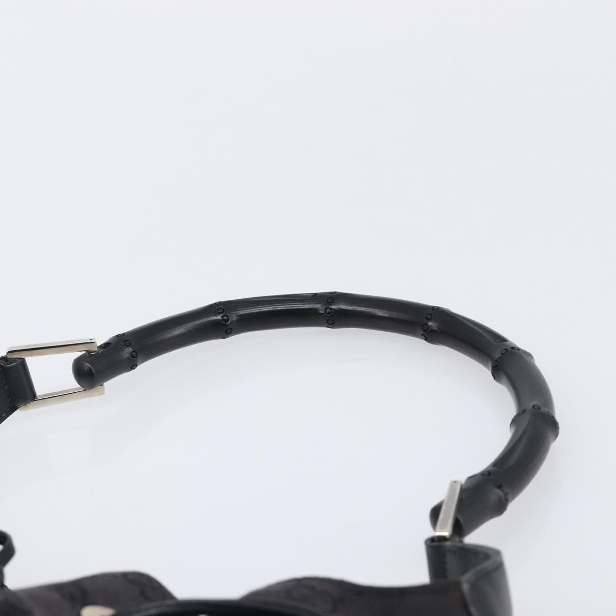 GUCCI GG Canvas Bamboo Hand Bag Black Silver 001 4033 Auth 204403A