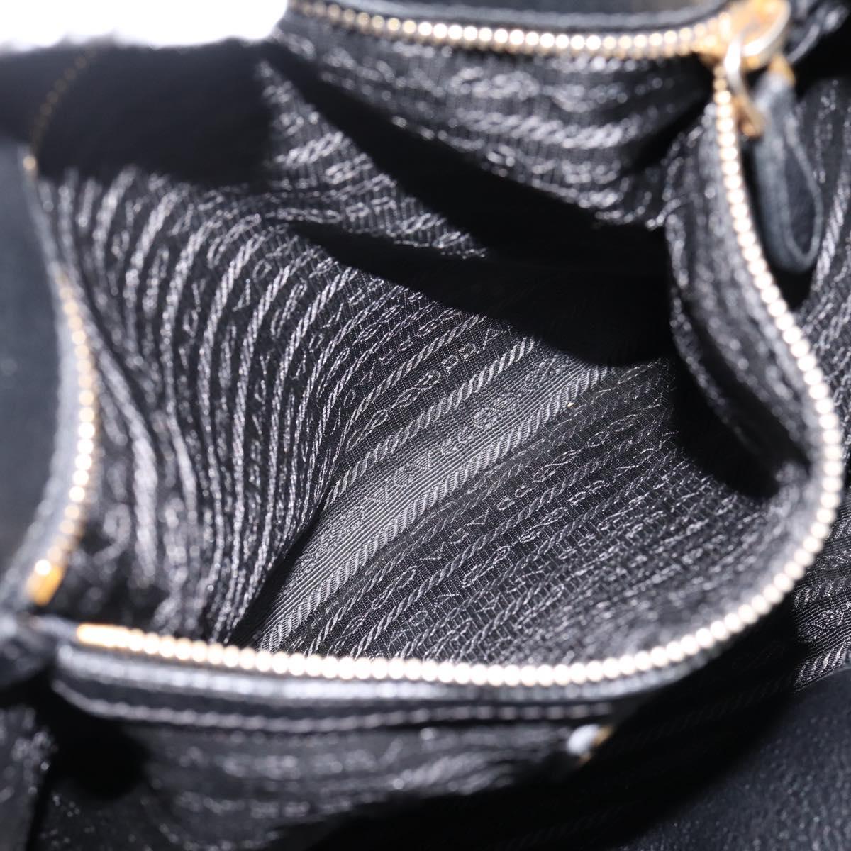 PRADA Tote Bag Vittero Dino Leather Black Gold Auth 204406