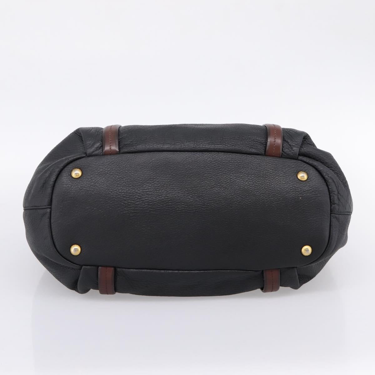 PRADA Tote Bag Vittero Dino Leather Black Gold Auth 204406