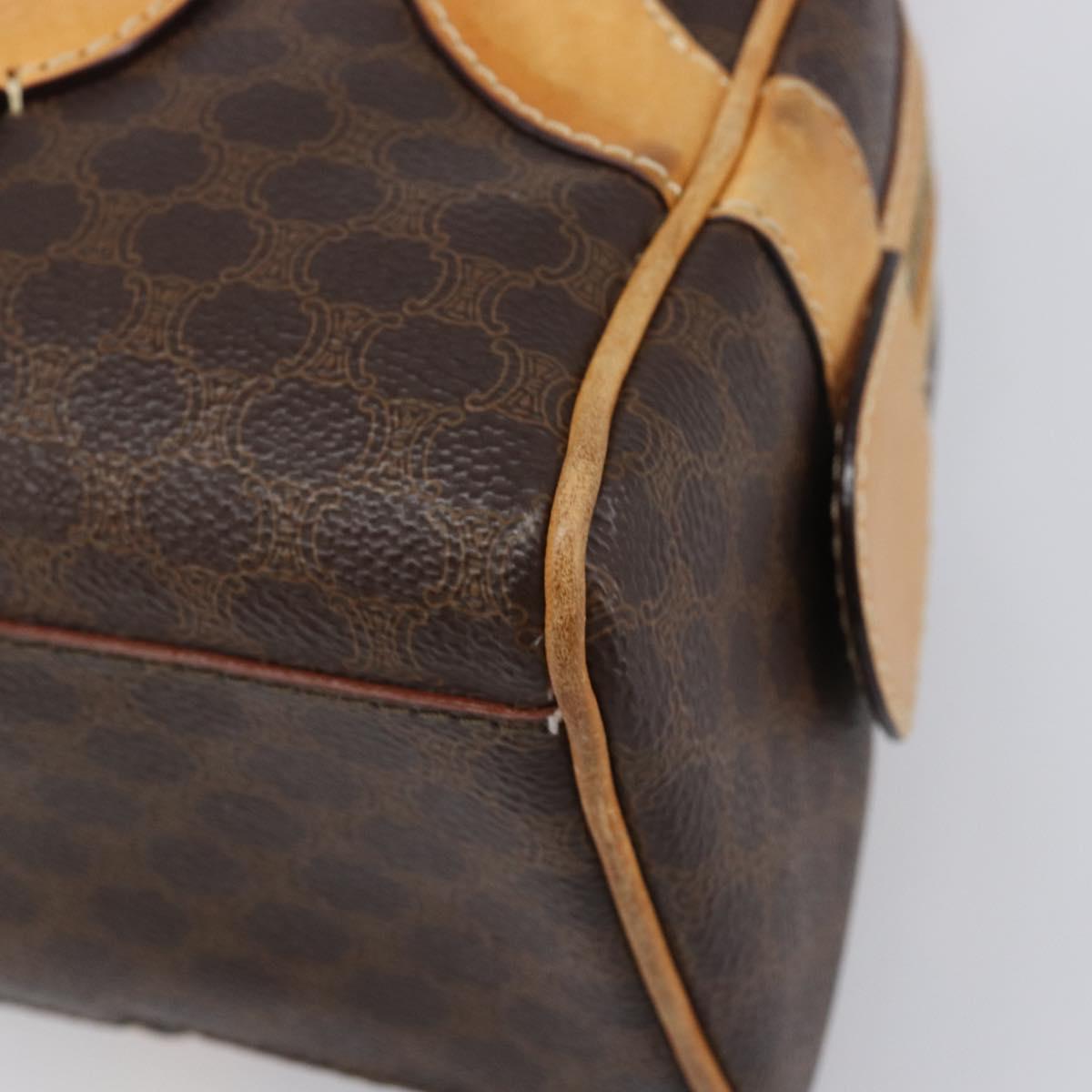 CELINE Macadam Canvas Tote Bag PVC Leather Brown Gold Auth 204407A