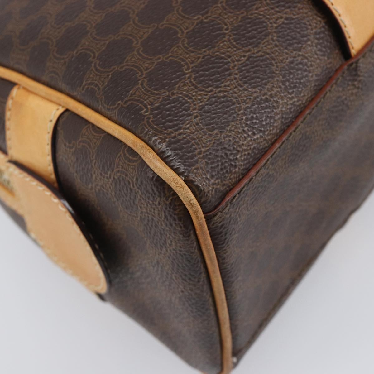 CELINE Macadam Canvas Tote Bag PVC Leather Brown Gold Auth 204407A