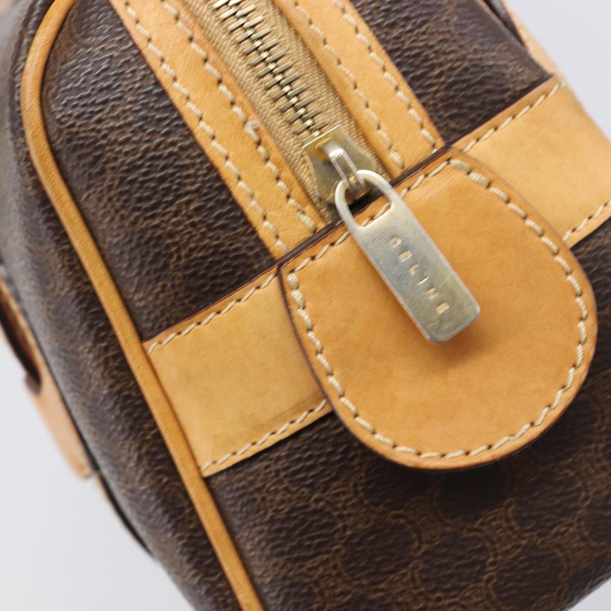 CELINE Macadam Canvas Tote Bag PVC Leather Brown Gold Auth 204407A