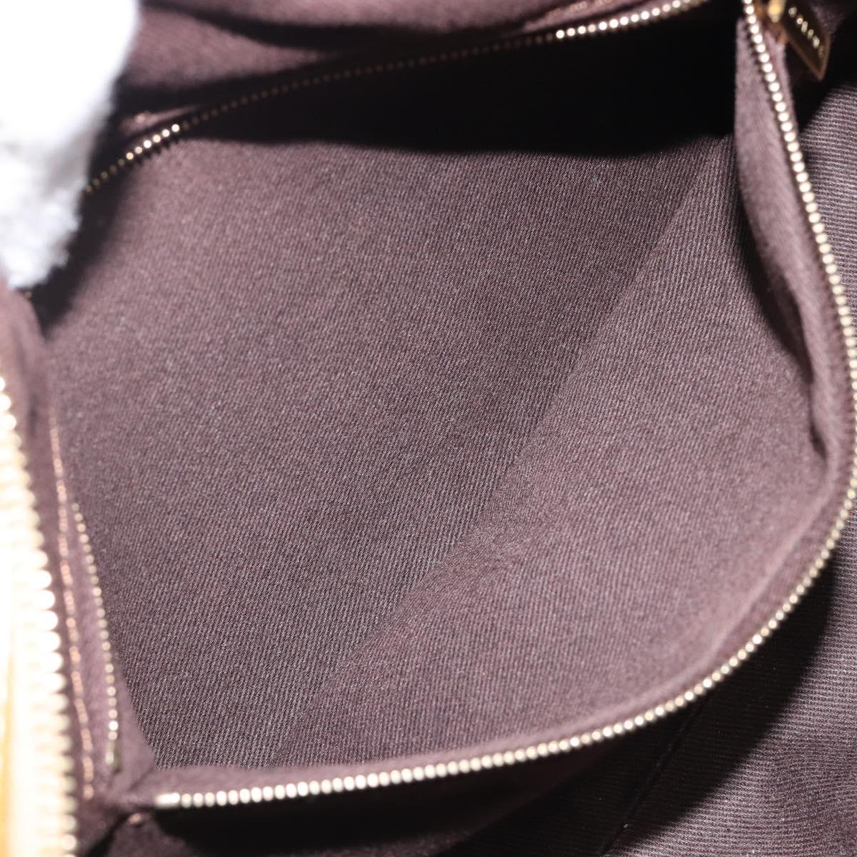 CELINE Macadam Canvas Tote Bag PVC Leather Brown Gold Auth 204407A
