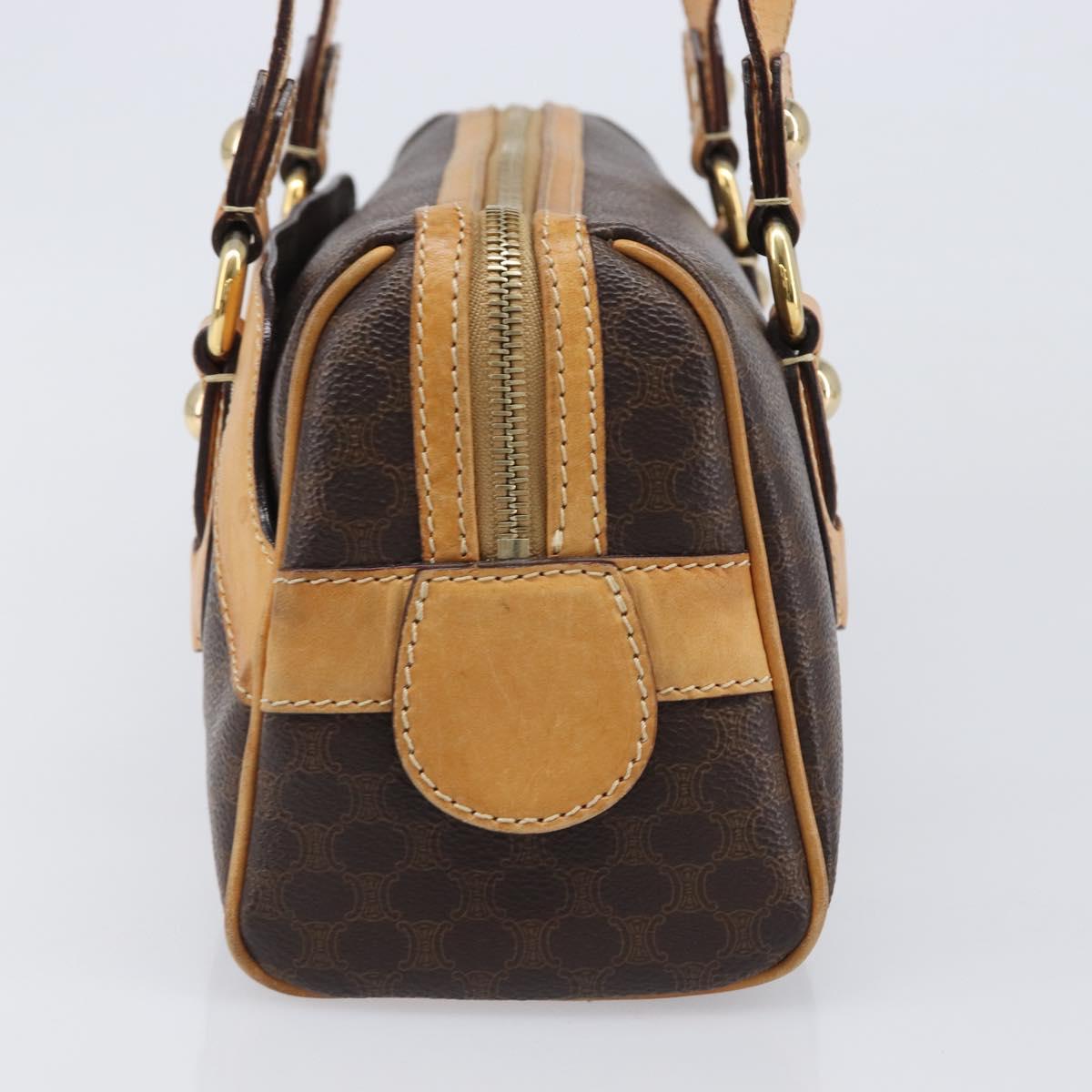 CELINE Macadam Canvas Tote Bag PVC Leather Brown Gold Auth 204407A