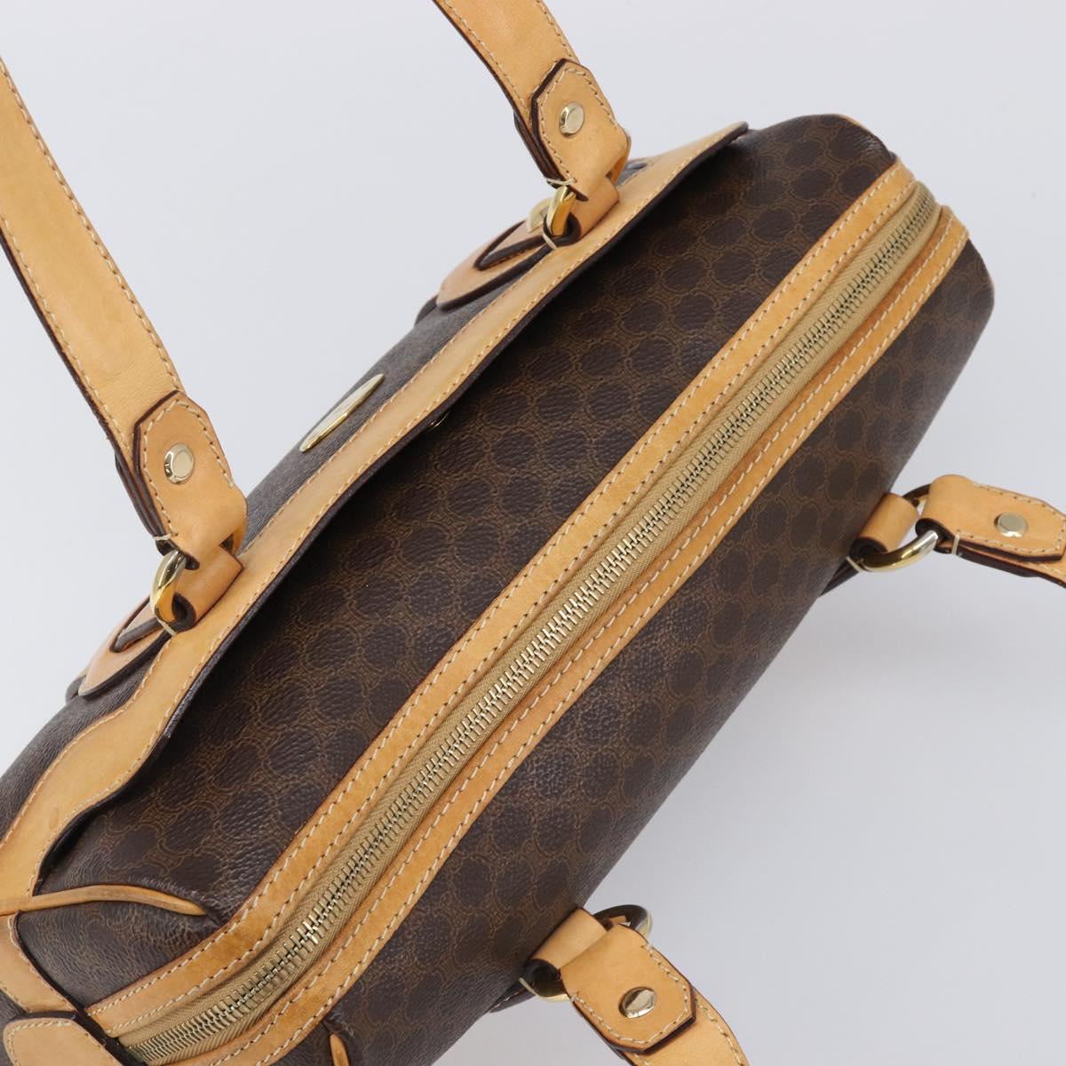 CELINE Macadam Canvas Tote Bag PVC Leather Brown Gold Auth 204407A