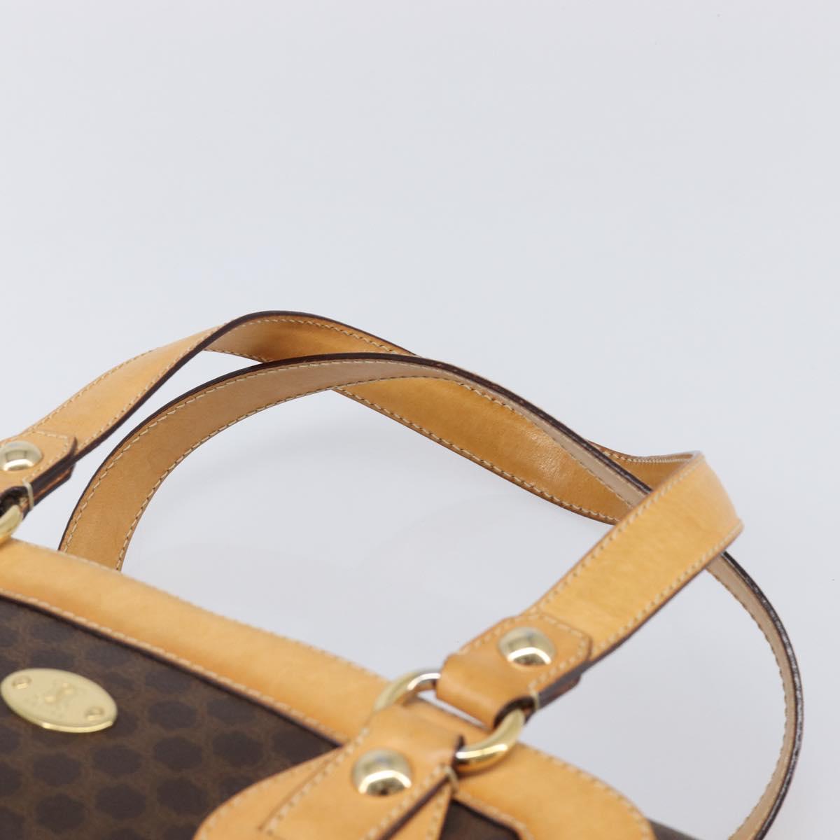 CELINE Macadam Canvas Tote Bag PVC Leather Brown Gold Auth 204407A