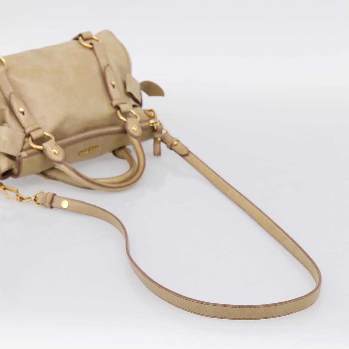 Miu Miu Hand Bag Vitellolux 2way Beige Gold Auth 204412V