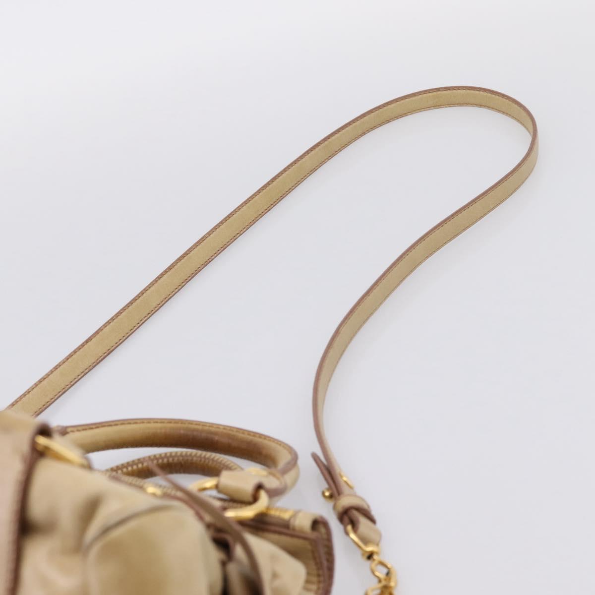 Miu Miu Hand Bag Vitellolux 2way Beige Gold Auth 204412V