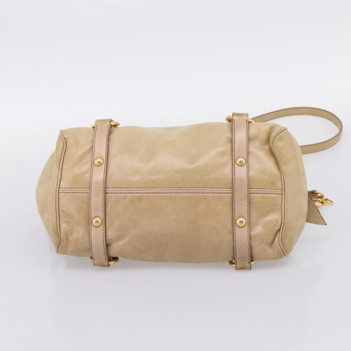 Miu Miu Hand Bag Vitellolux 2way Beige Gold Auth 204412V