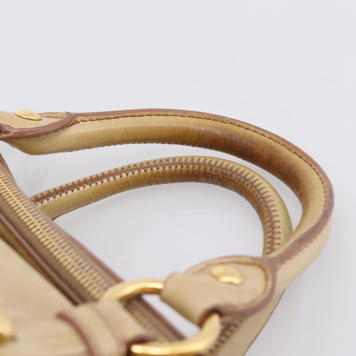 Miu Miu Hand Bag Vitellolux 2way Beige Gold Auth 204412V