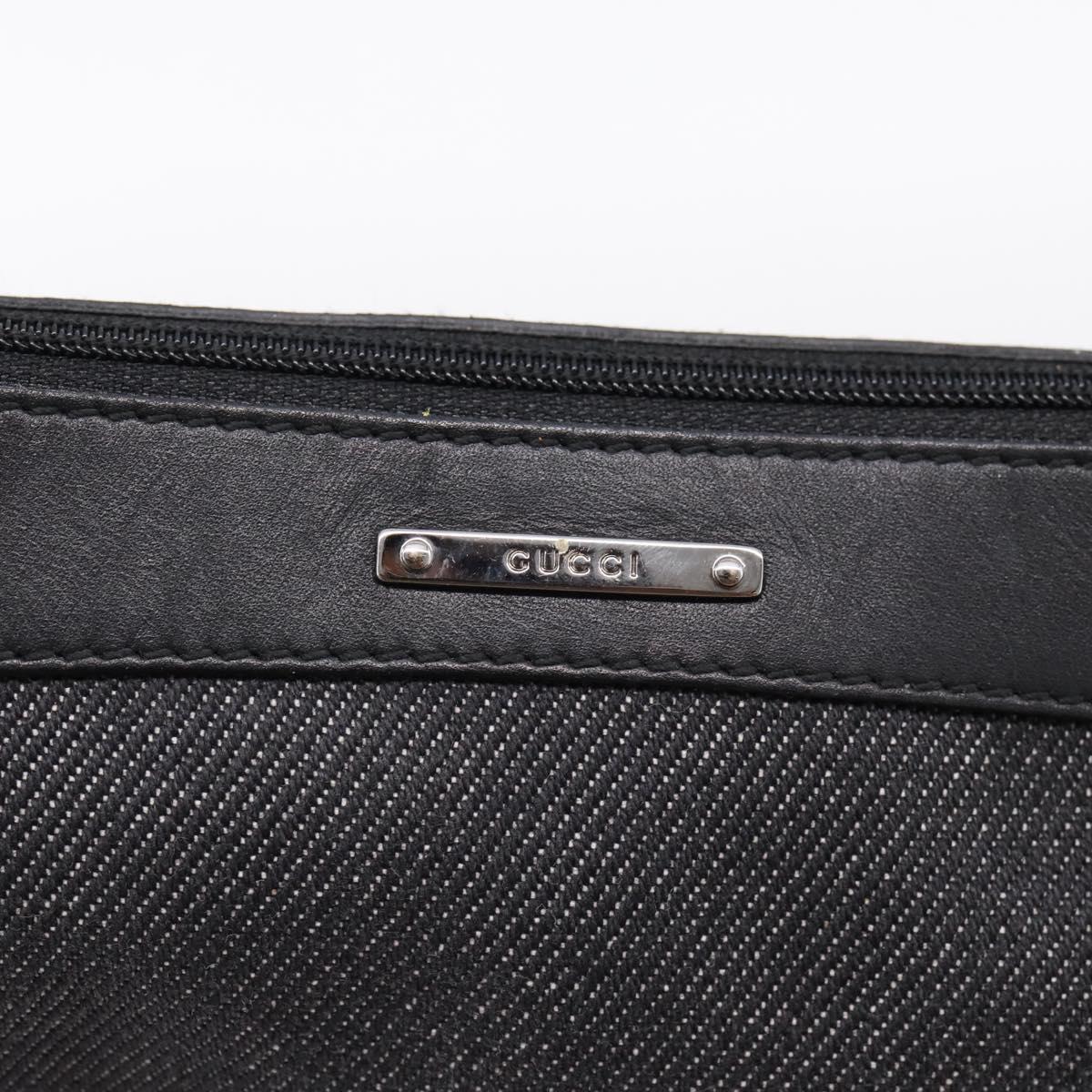 GUCCI Web Sherry Line Accessory Pouch Canvas Black Silver 92820 Auth 204414