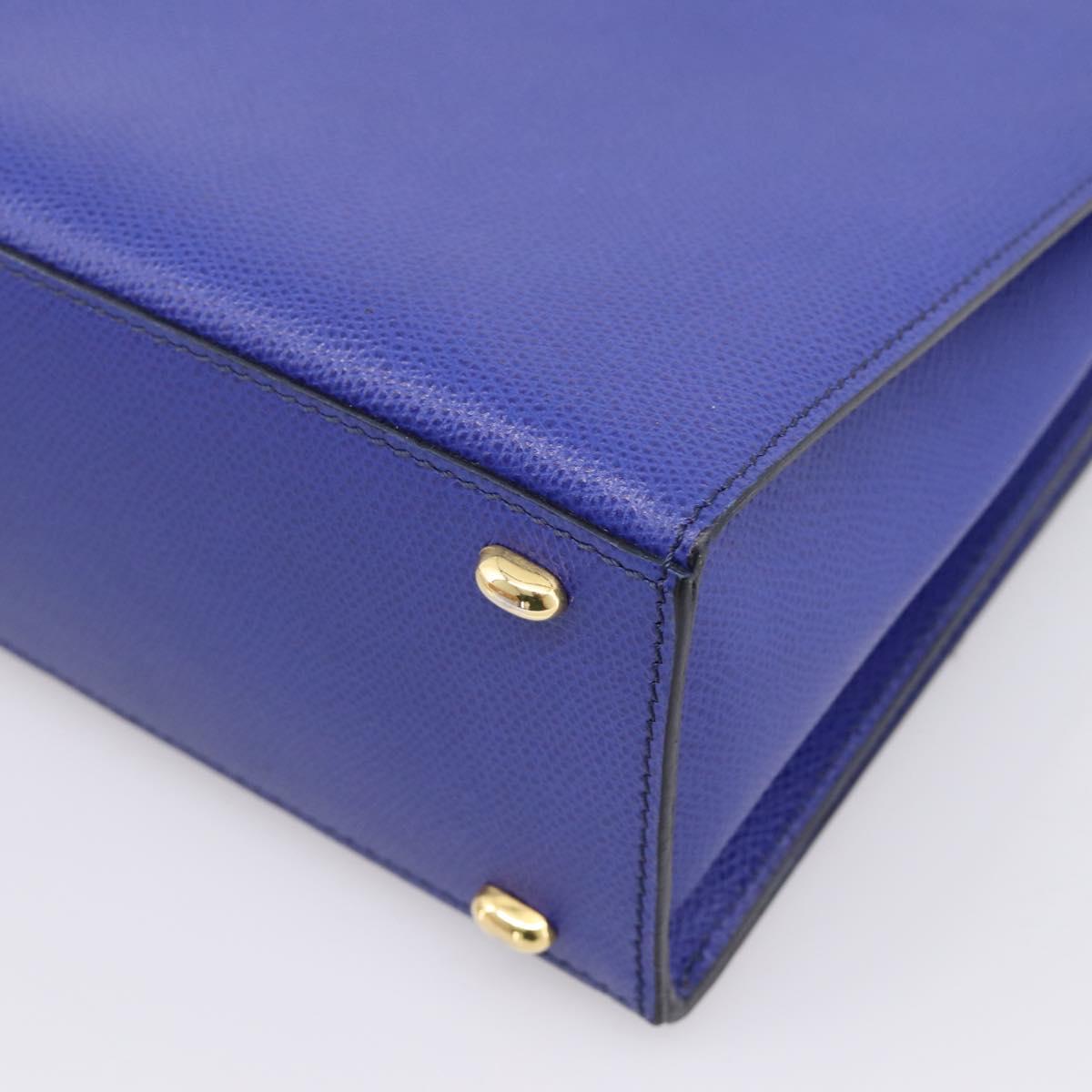 CELINE Hand Bag Leather Blue Gold Auth 204415A