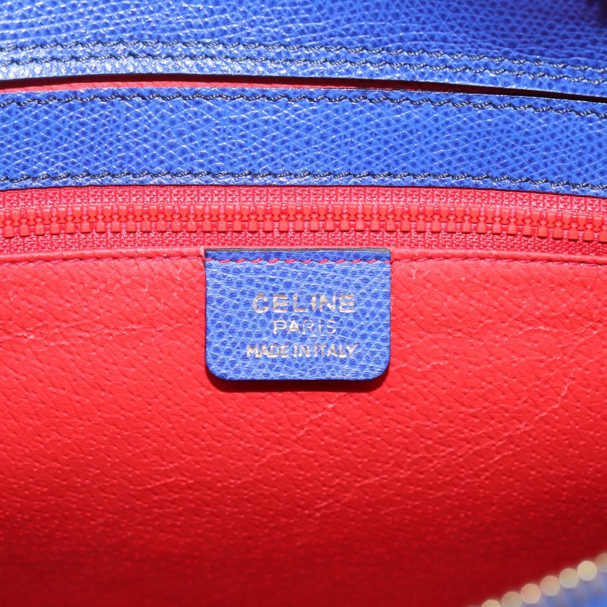 CELINE Hand Bag Leather Blue Gold Auth 204415A