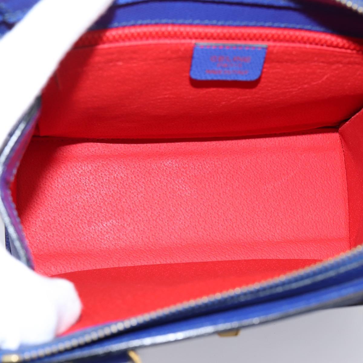 CELINE Hand Bag Leather Blue Gold Auth 204415A