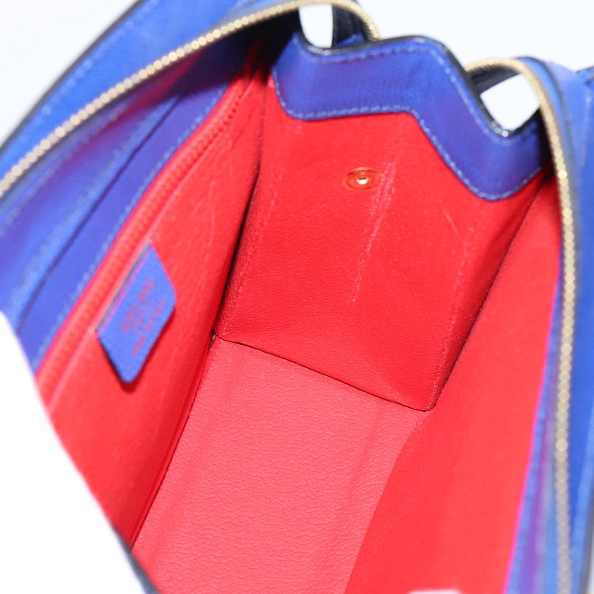 CELINE Hand Bag Leather Blue Gold Auth 204415A