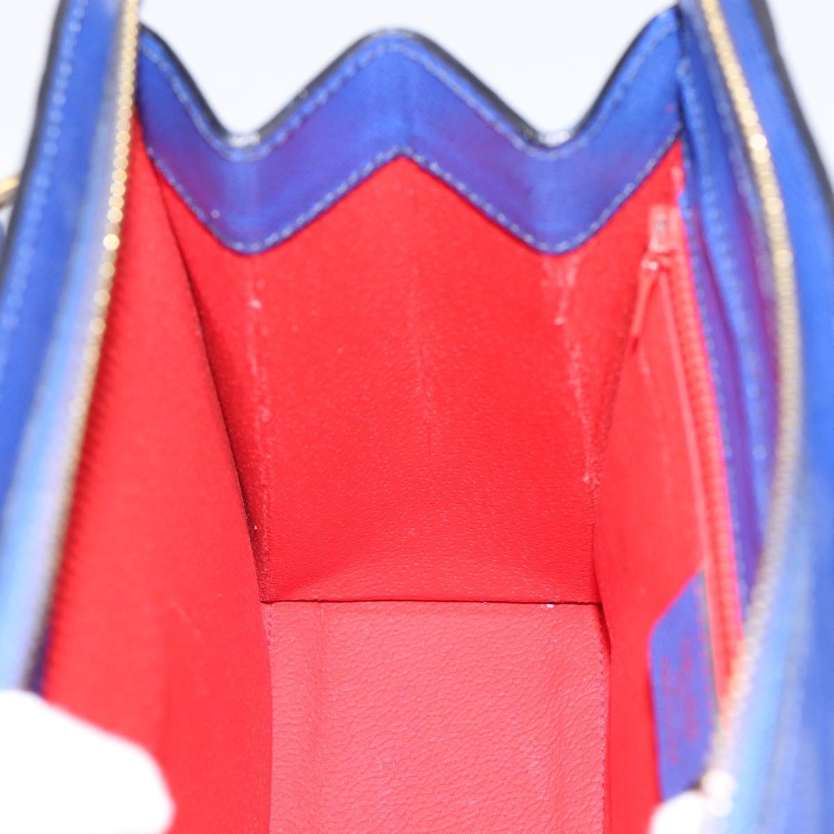 CELINE Hand Bag Leather Blue Gold Auth 204415A