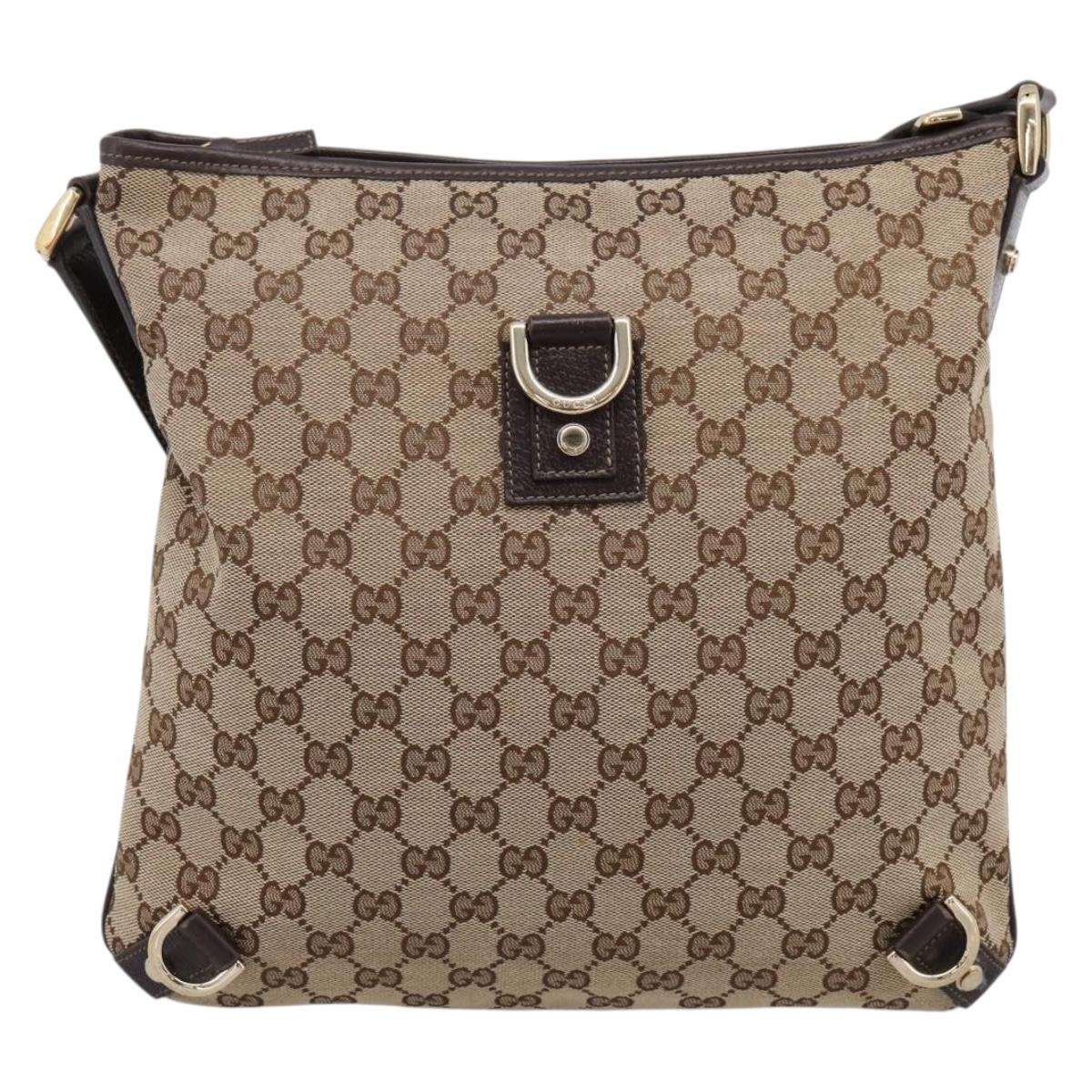 GUCCI GG Canvas Abbey Shoulder Bag Beige Gold 131326 Auth 204420A