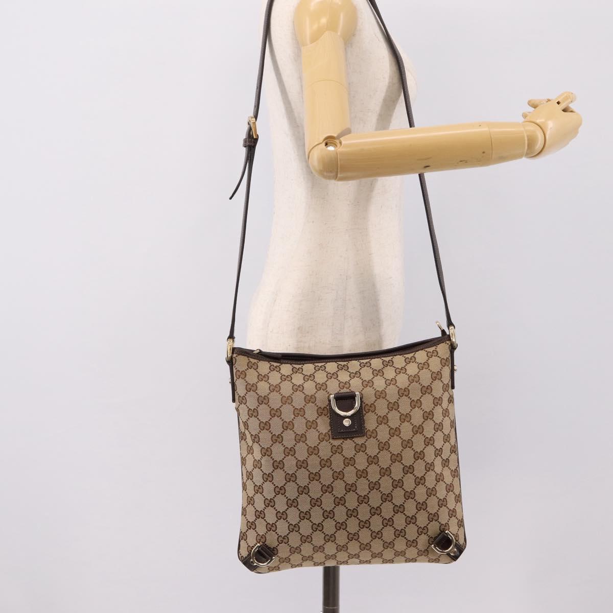 GUCCI GG Canvas Abbey Shoulder Bag Beige Gold 131326 Auth 204420A