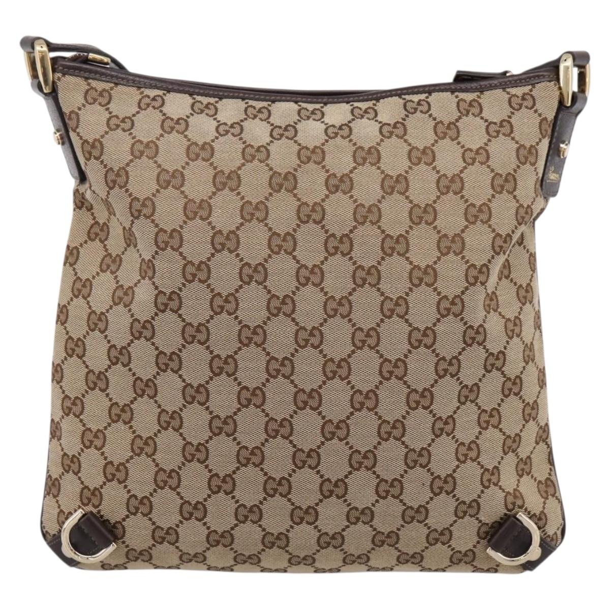 GUCCI GG Canvas Abbey Shoulder Bag Beige Gold 131326 Auth 204420A