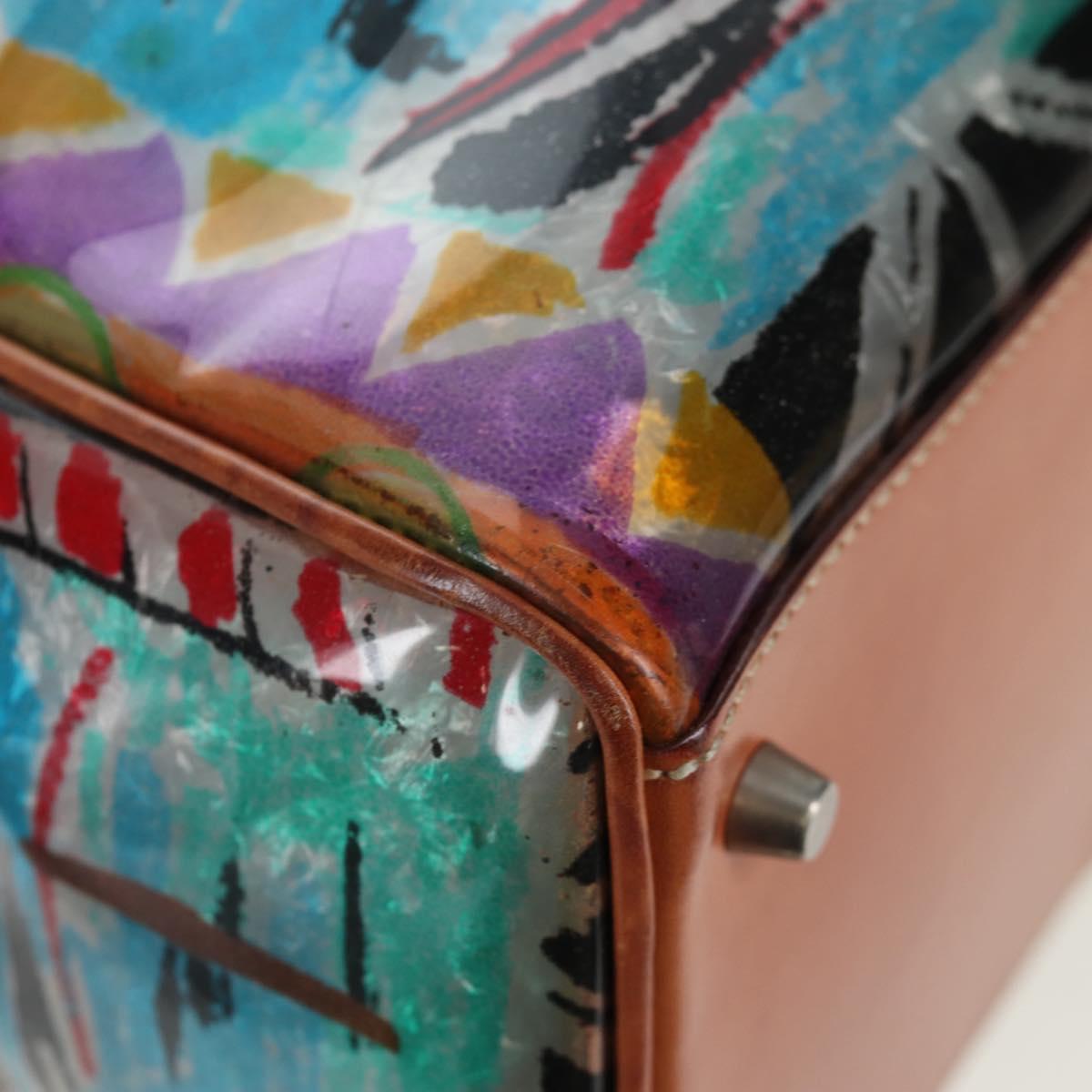 PRADA Tote Bag Vinyl Multicolor Silver Auth 204422A