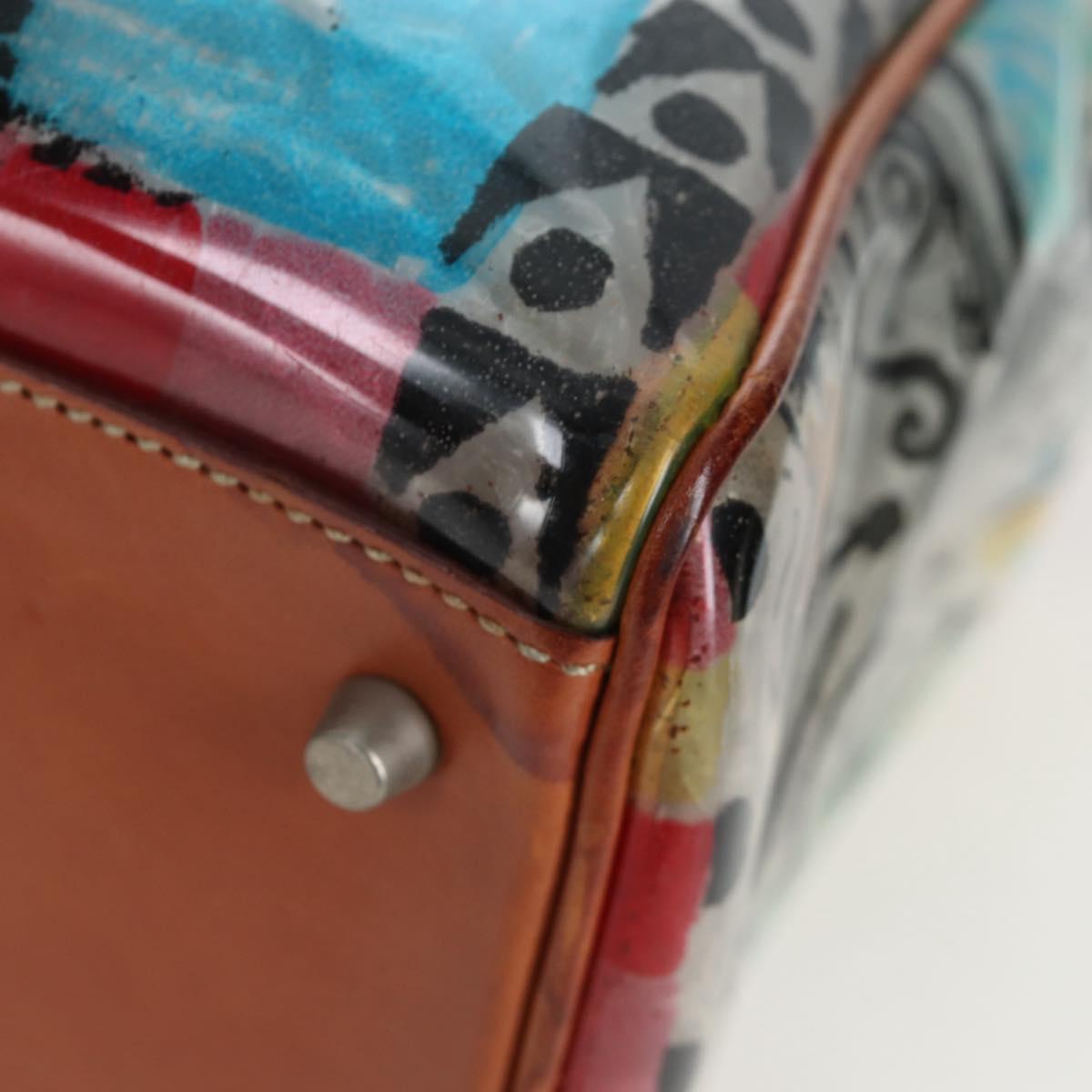 PRADA Tote Bag Vinyl Multicolor Silver Auth 204422A