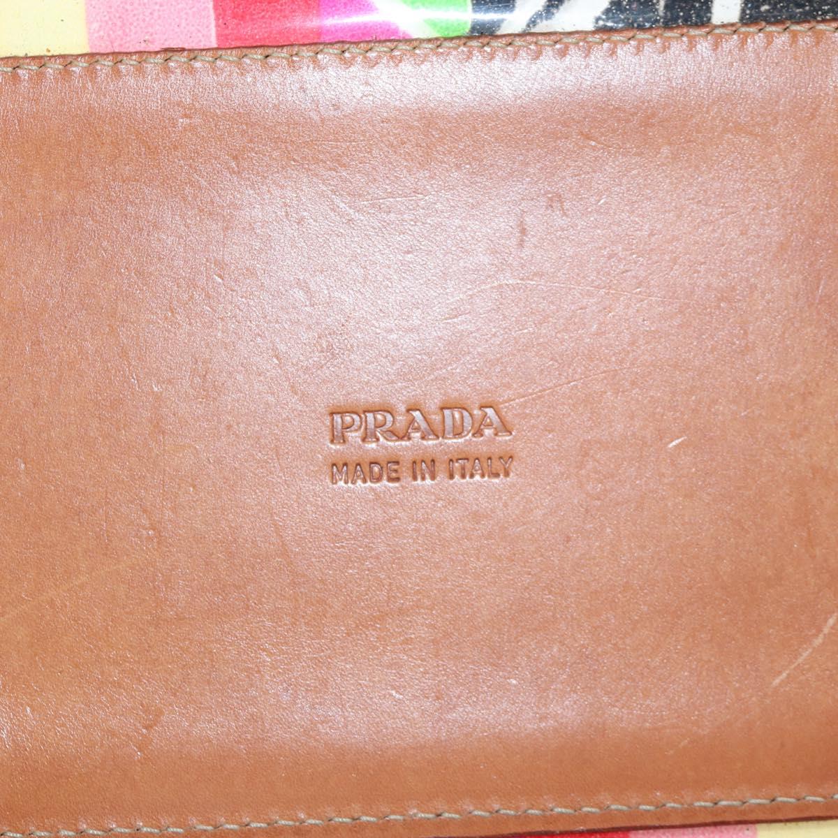 PRADA Tote Bag Vinyl Multicolor Silver Auth 204422A