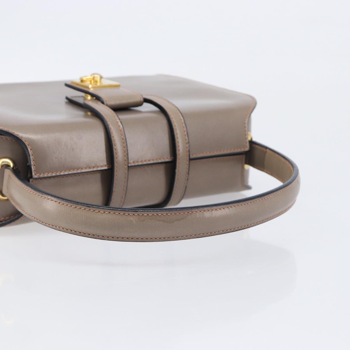 CELINE Hand Bag Leather Beige Gold Auth 204424
