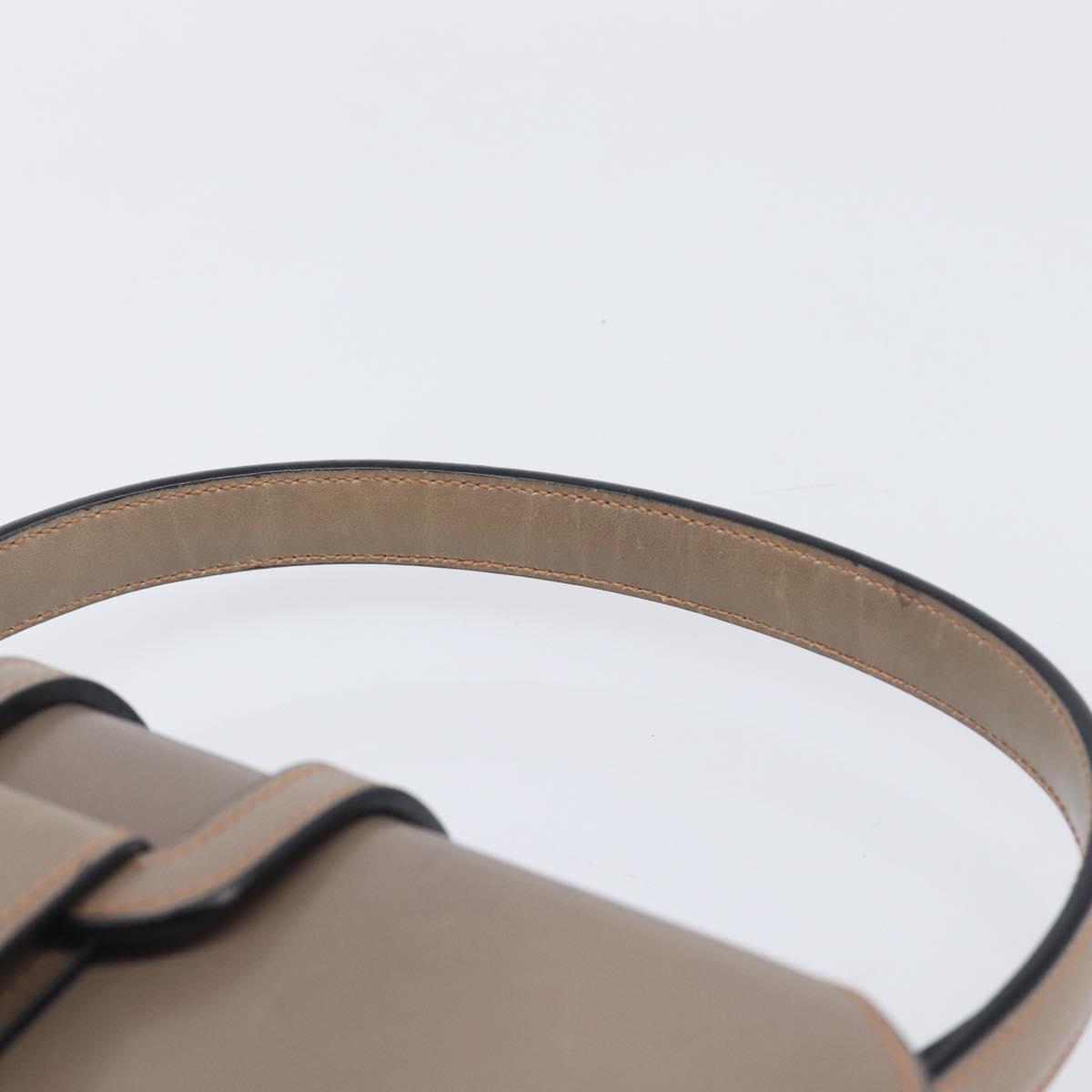 CELINE Hand Bag Leather Beige Gold Auth 204424