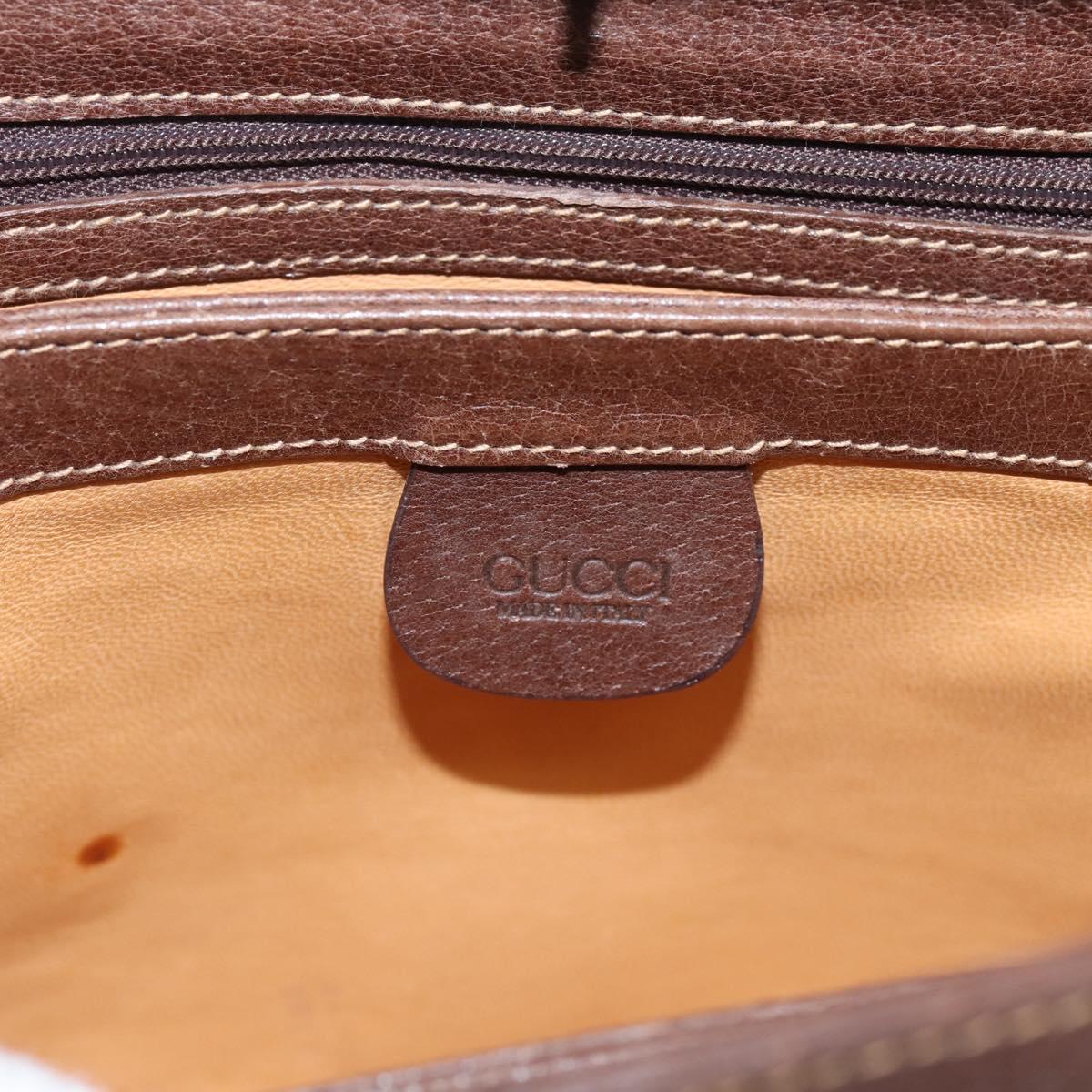 GUCCI Bamboo Hand Bag Leather Brown Gold 000 33 0175 Auth 204425