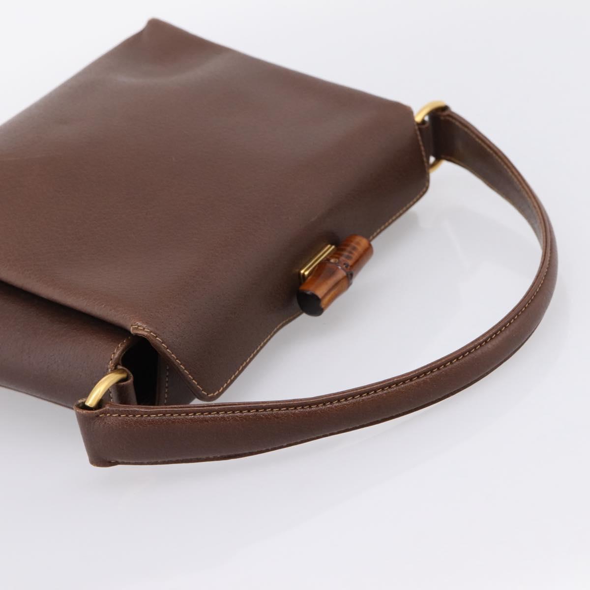 GUCCI Bamboo Hand Bag Leather Brown Gold 000 33 0175 Auth 204425
