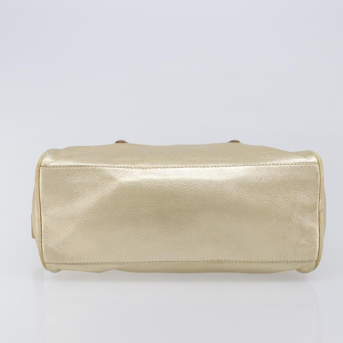 Miu Miu Hand Bag Leather Gold Auth 204426