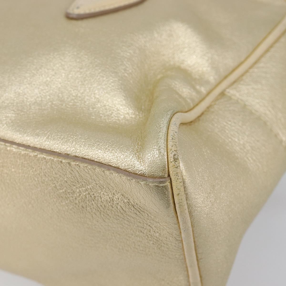 Miu Miu Hand Bag Leather Gold Auth 204426