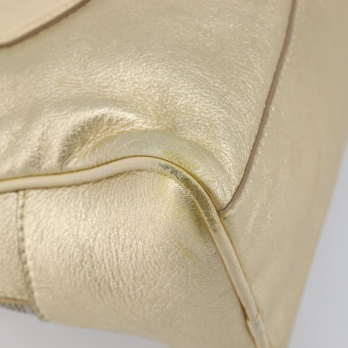 Miu Miu Hand Bag Leather Gold Auth 204426