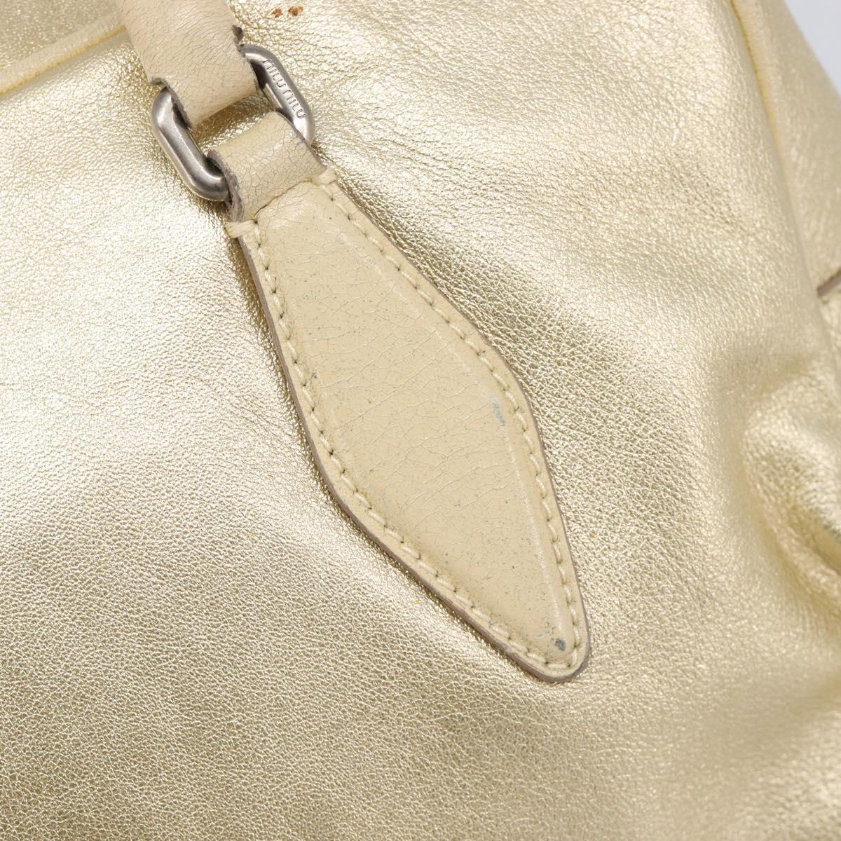 Miu Miu Hand Bag Leather Gold Auth 204426