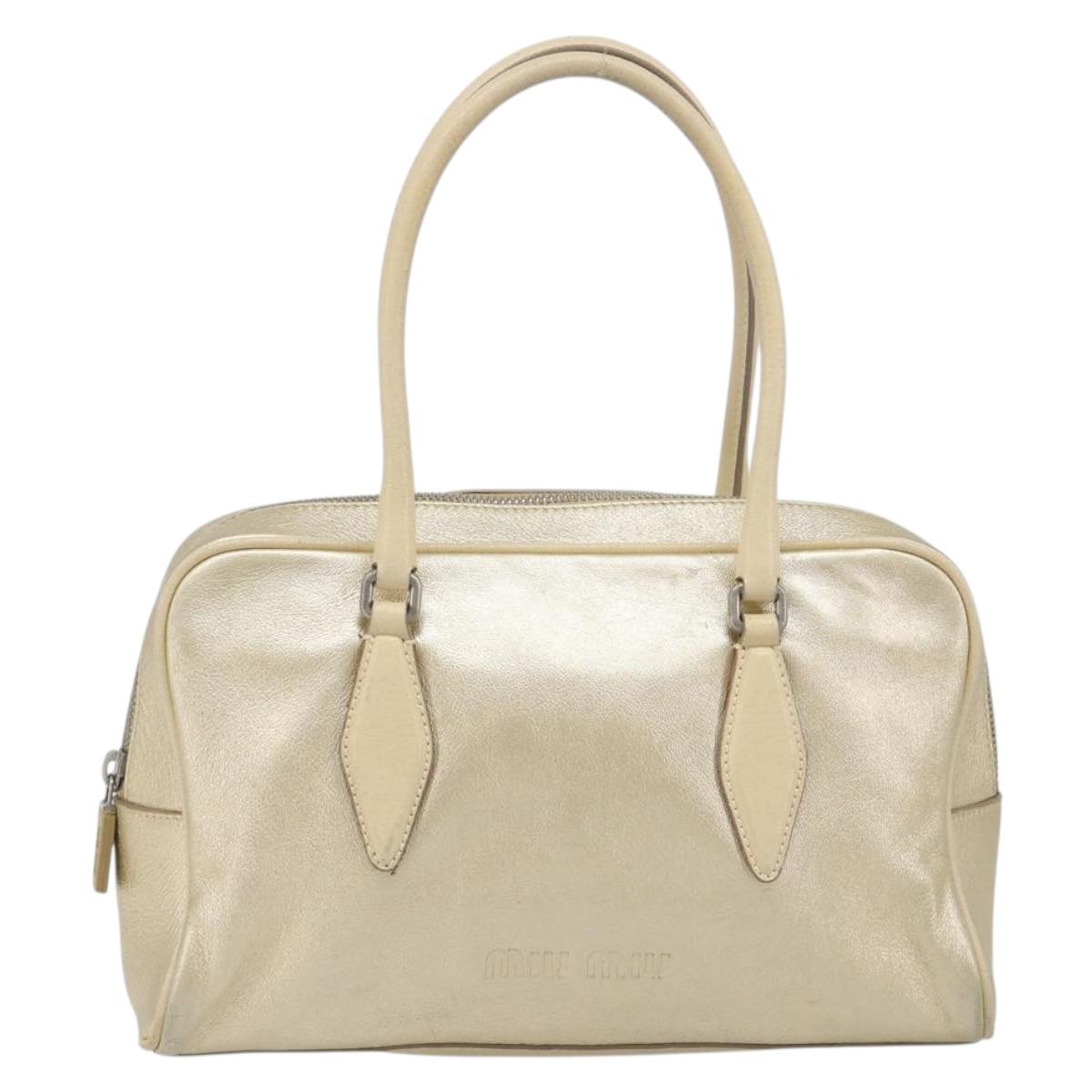 Miu Miu Hand Bag Leather Gold Auth 204426