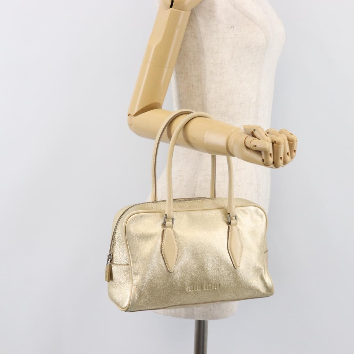 Miu Miu Hand Bag Leather Gold Auth 204426