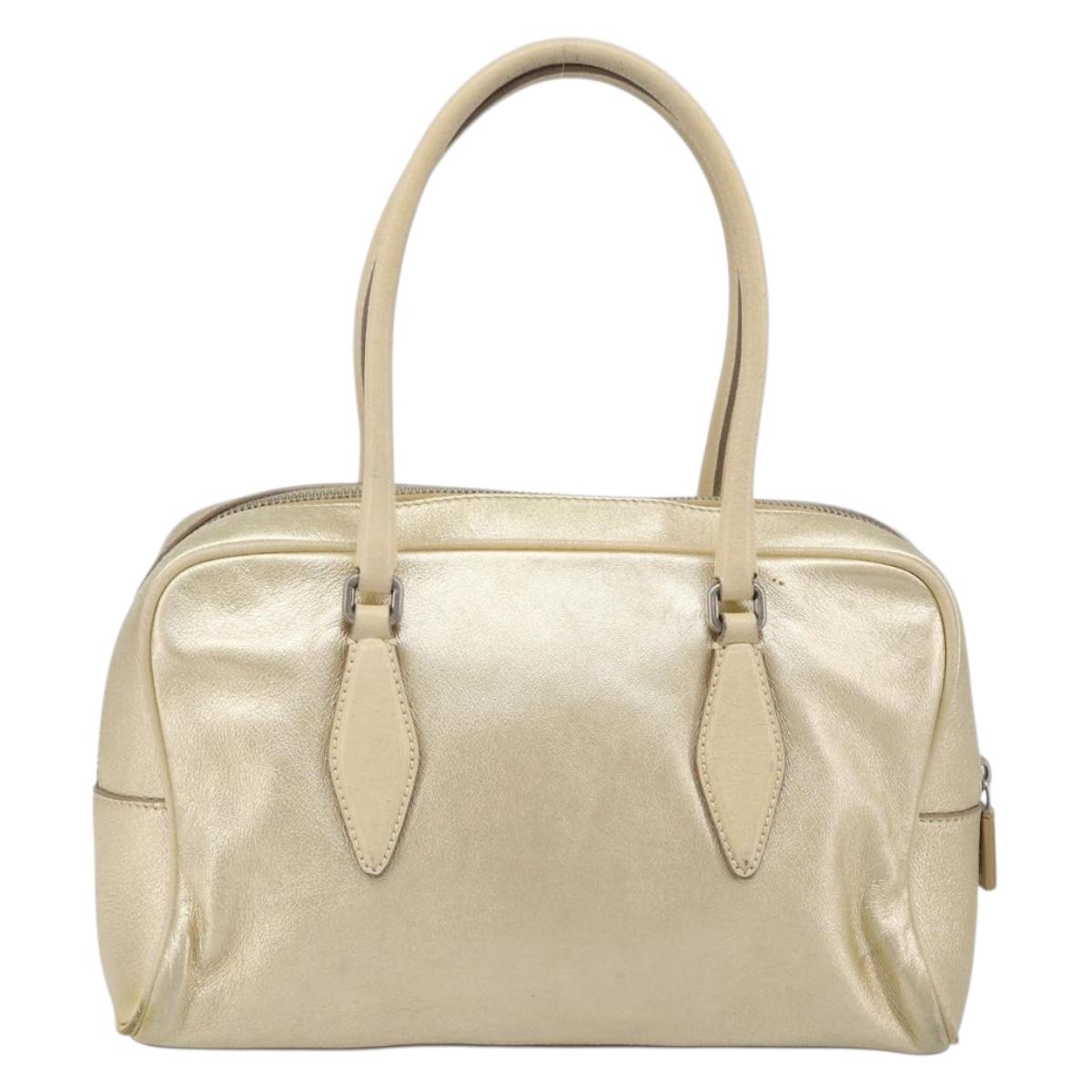 Miu Miu Hand Bag Leather Gold Auth 204426