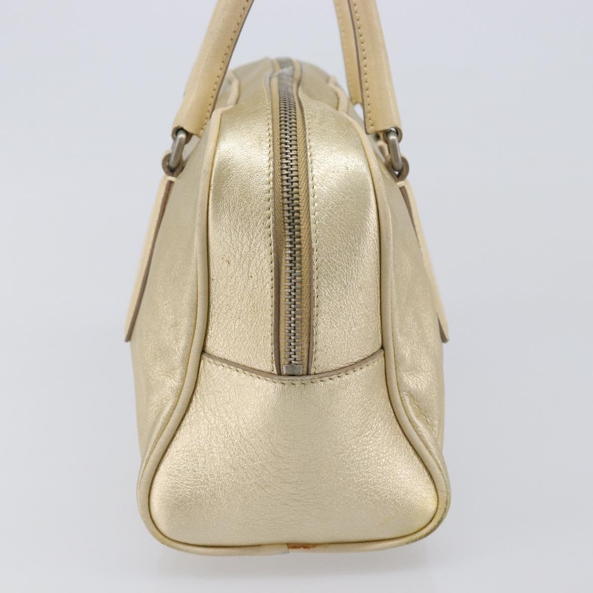 Miu Miu Hand Bag Leather Gold Auth 204426
