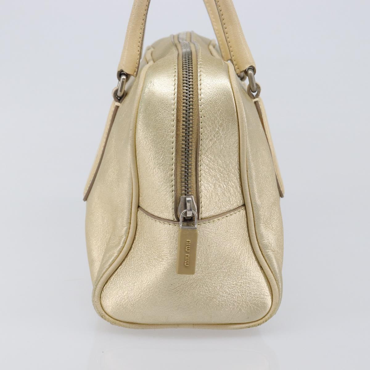 Miu Miu Hand Bag Leather Gold Auth 204426