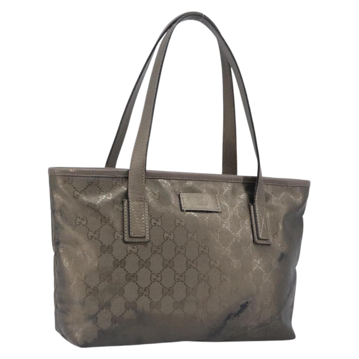 GUCCI GG Implementation Hand Bag PVC Gold Silver 211138 Auth 204428