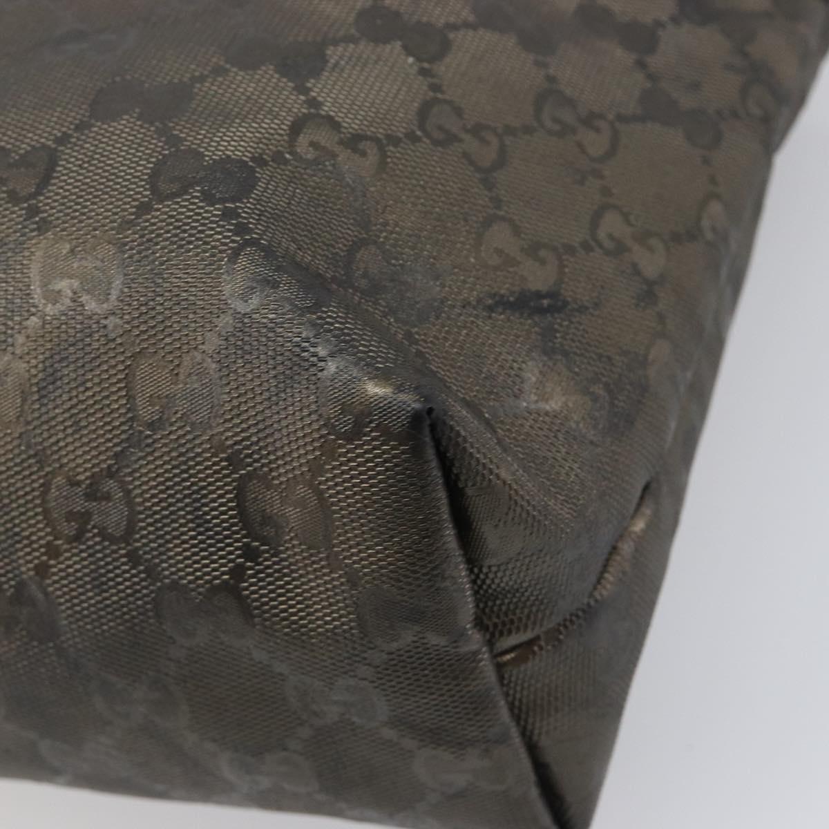 GUCCI GG Implementation Hand Bag PVC Gold Silver 211138 Auth 204428