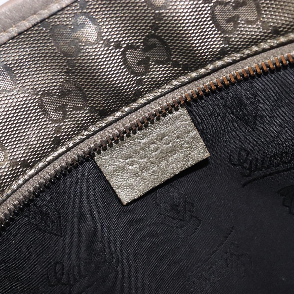 GUCCI GG Implementation Hand Bag PVC Gold Silver 211138 Auth 204428