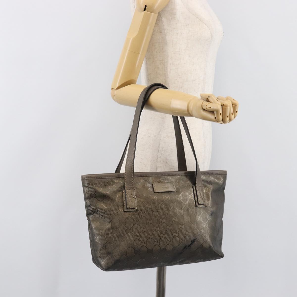GUCCI GG Implementation Hand Bag PVC Gold Silver 211138 Auth 204428