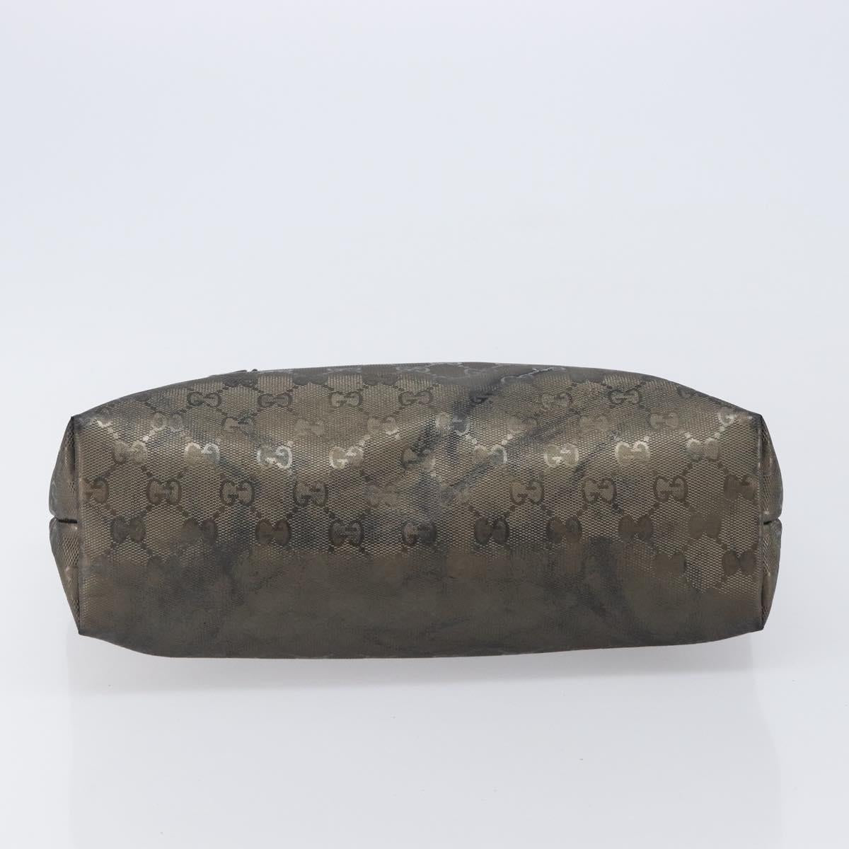 GUCCI GG Implementation Hand Bag PVC Gold Silver 211138 Auth 204428